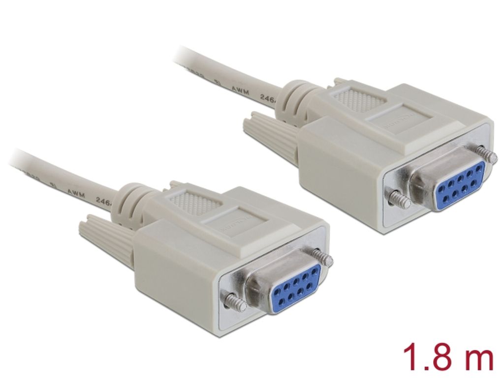 Delock RS-232-kaapeli, sarjaliitäntä D-Sub 9 naaras - naaras, 1,8 m, nollamodeemi