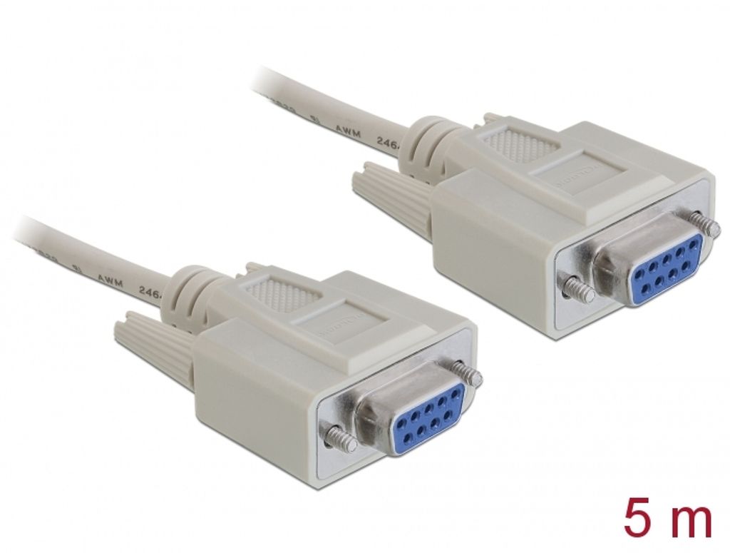 Delock RS-232-kaapeli, sarjamuotoinen D-Sub 9 naaras - naaras, 5 m, nollamodeemi