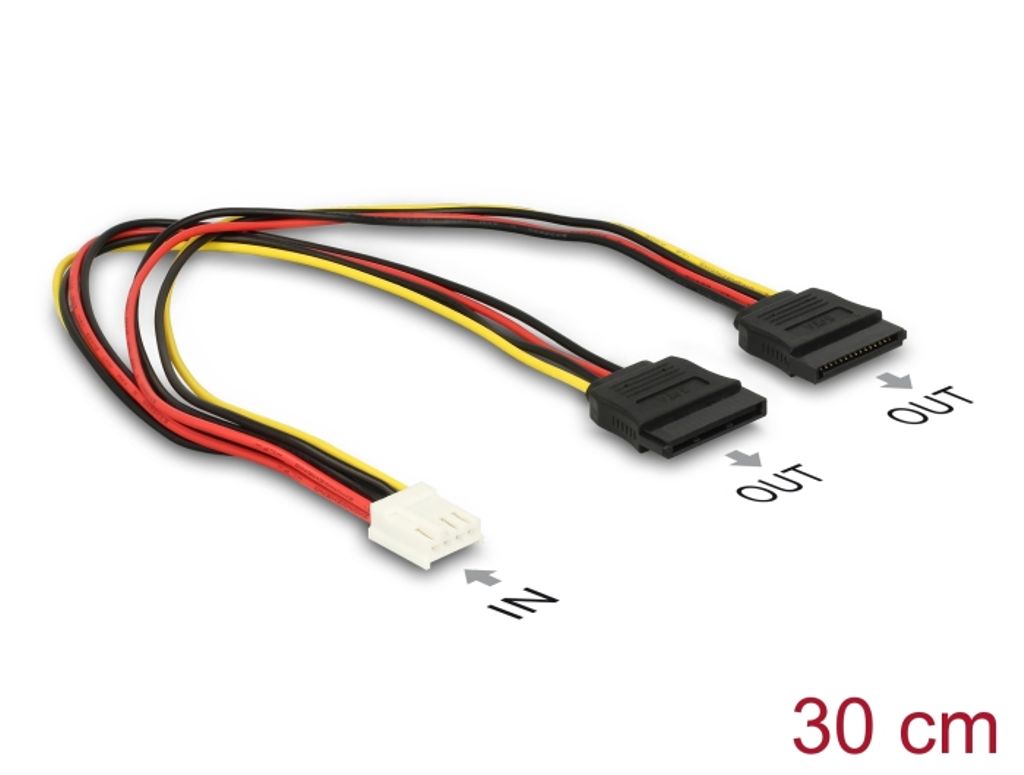 Delock Floppy 4-bens strømstik til 2x SATA 15-bens strømstikkabel