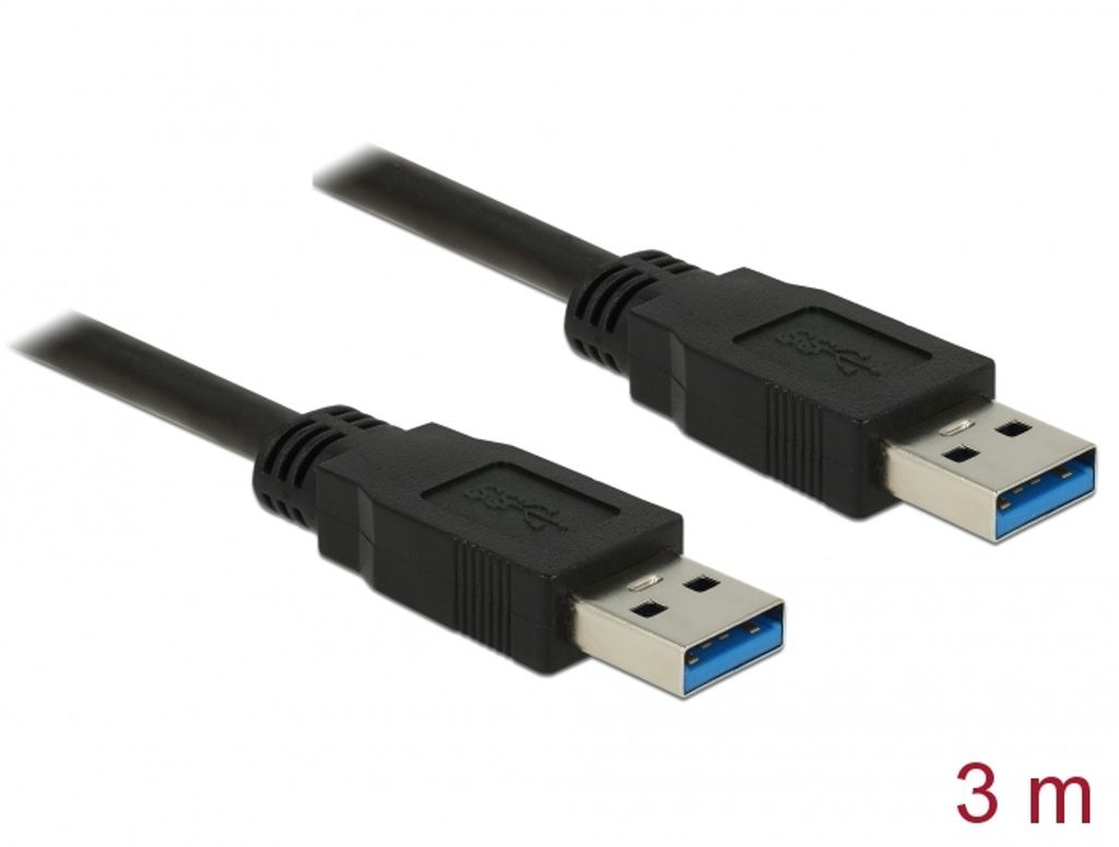 Delock USB 5 Gbps -kaapeli USB-A uros - USB-A uros 3m - musta