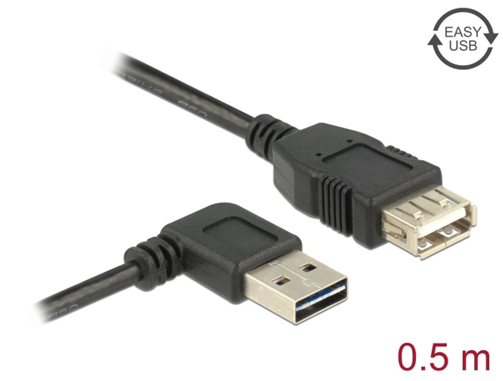 Delock EASY USB-A forlængerkabel han vinklet venstre/højre til hun 0,5m
