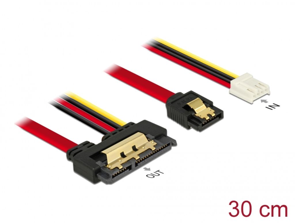 Delock SATA 7-nastainen naarasliitin + levykkeen 4-nastainen virtalähde - SATA 22-nastainen naarasliitin