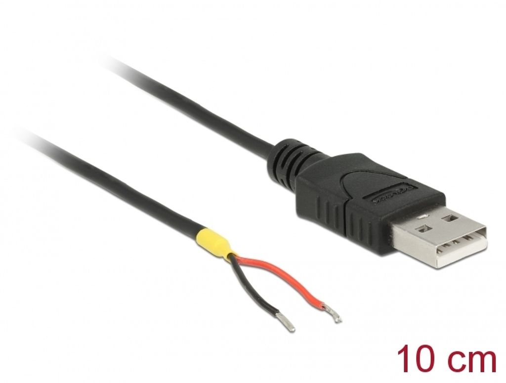 Delock USB-A 2.0 -kaapeli, uros - 2 x avointa johtoa, 10 cm, Raspberry Pi