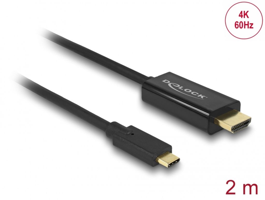 Delock USB-C-kabel hane till HDMI-hane (DP Alt-läge) 4K 60 Hz 2m - Svart