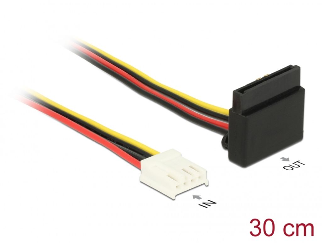 Delock Floppy 4-pin naaras - SATA 15-pin naaras virtakaapeli, metalli, 30 cm