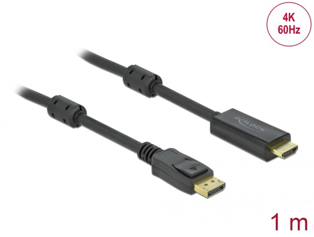 Delock Aktiv DisplayPort 1.2 till HDMI-kabel 4K 60 Hz 1 m