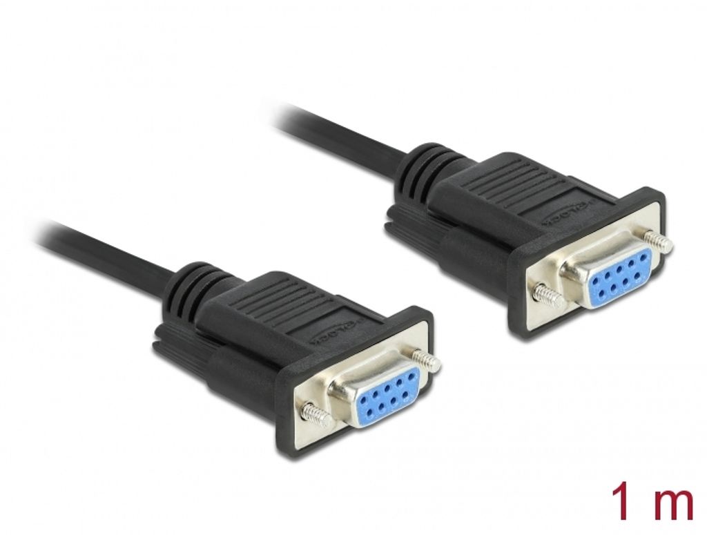 Delock RS-232-kabel seriell DB9 hunn-til-hunn nullmodem, 1 m