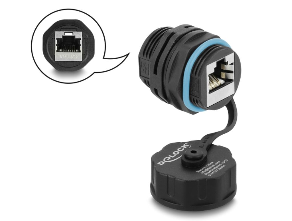 Delock kabelkontakt RJ45 hona till RJ45 hona Cat.6A – svart