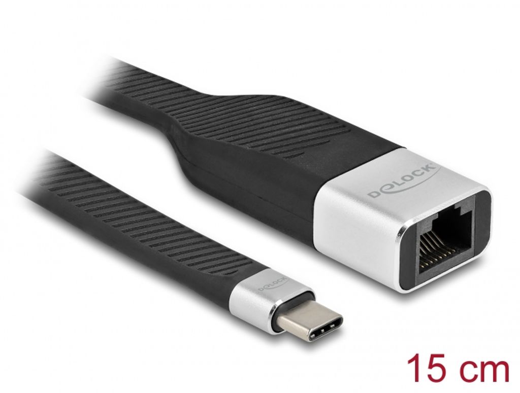 Delock FPC platt bandkabel USB-C till Gigabit LAN 10/100/1000 Mbps 15cm