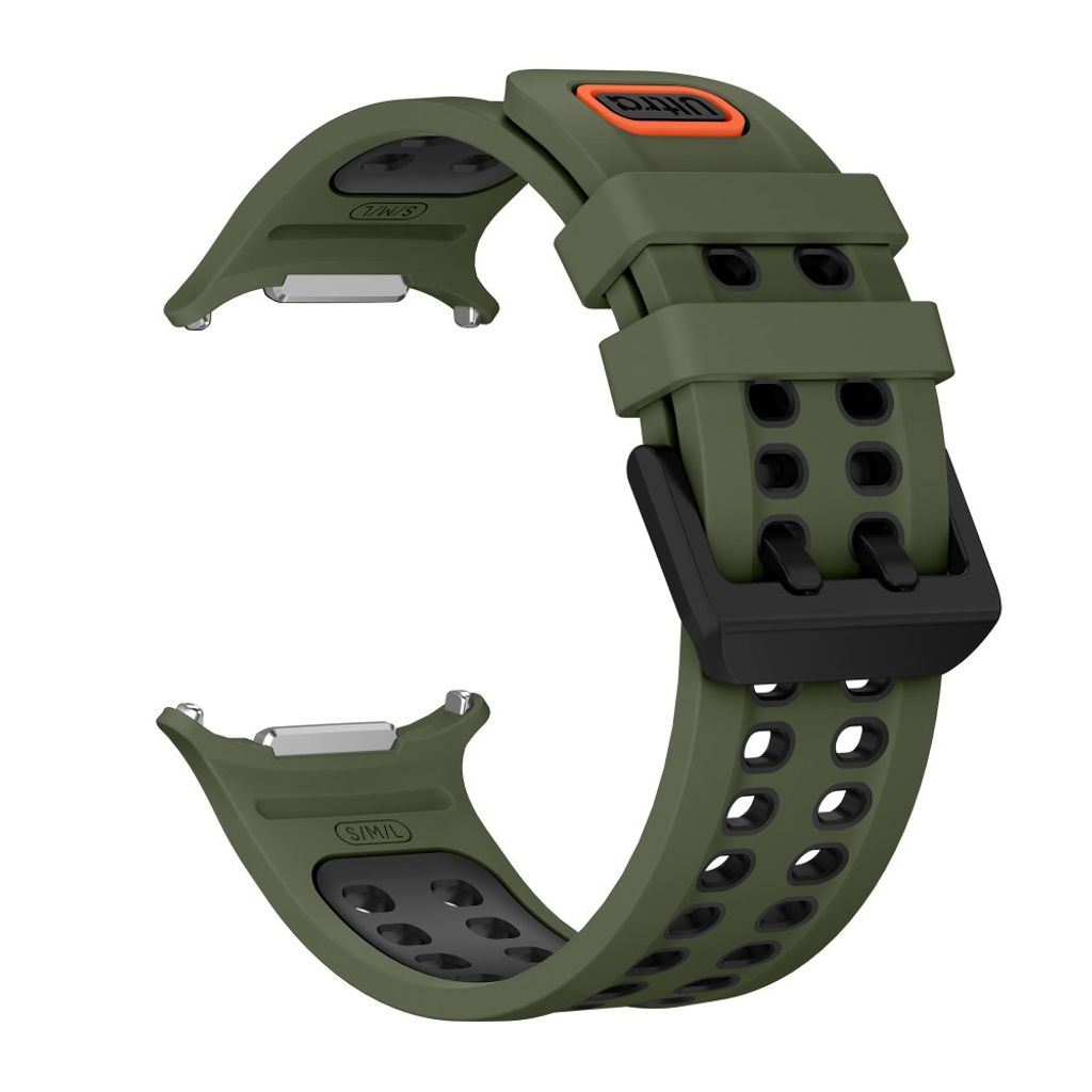 Samsung Galaxy Watch Ultra/Ultra2 Tofarget silikon klokkerem med dobbel spenne - Grønn/Svart
