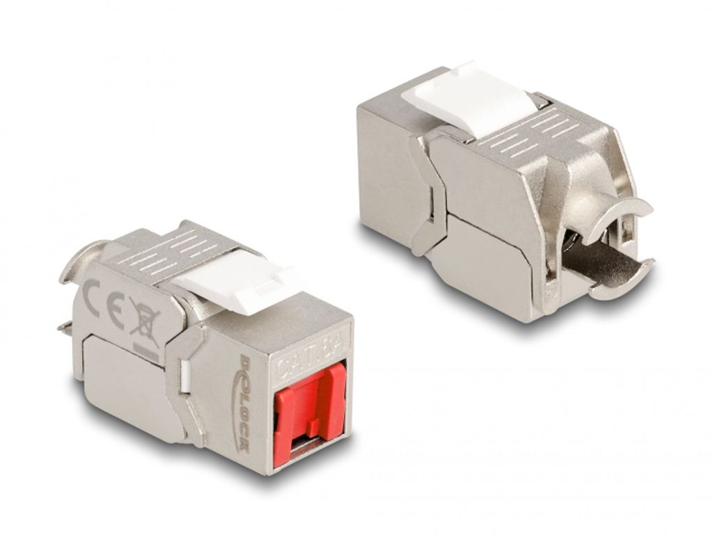 Delock Keystone-modul RJ45 till LSA Cat.6A – rött dammskydd