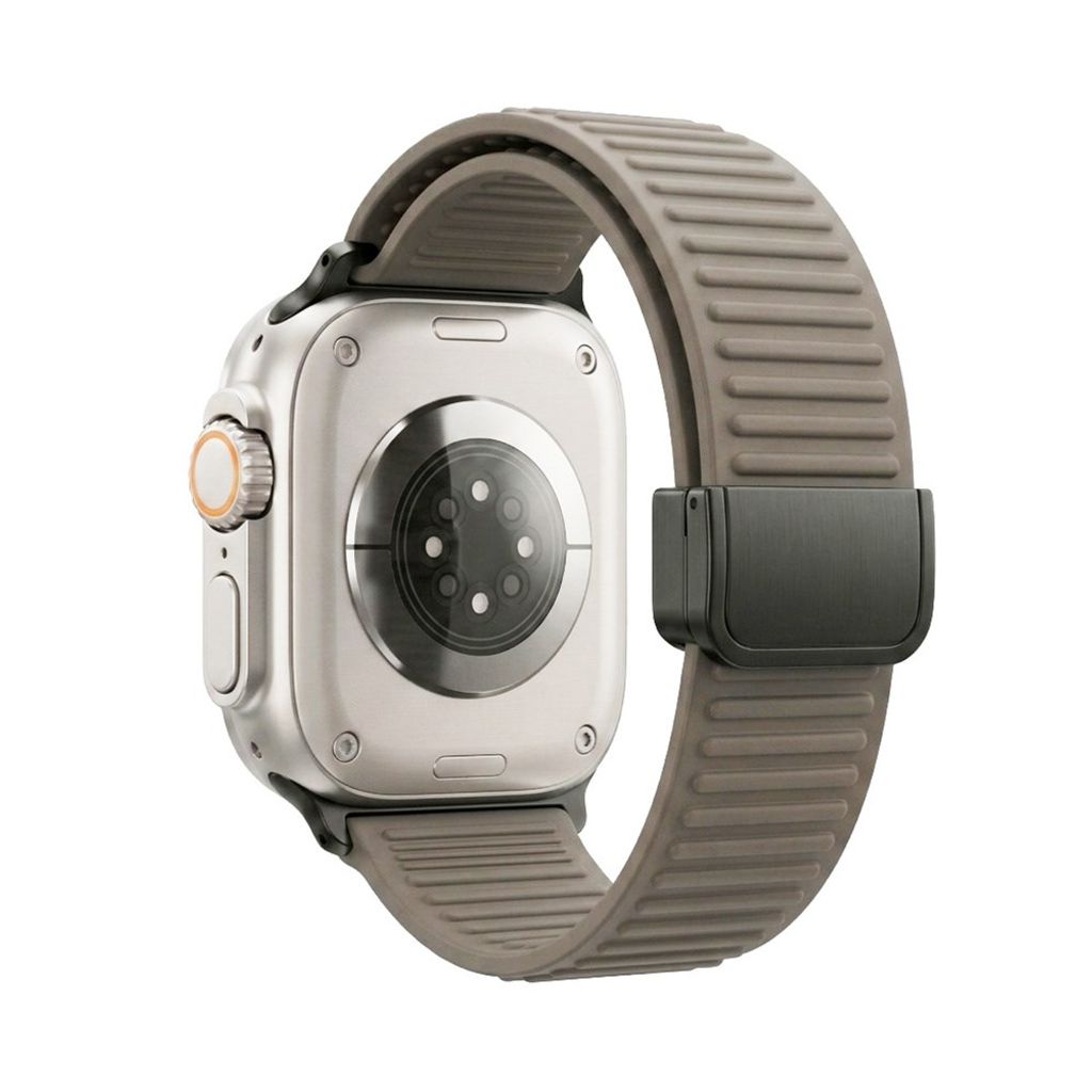 Apple Watch 49/46/44/42mm Silikoni kelloranneke magneettisella sulkemisella - Ruskea