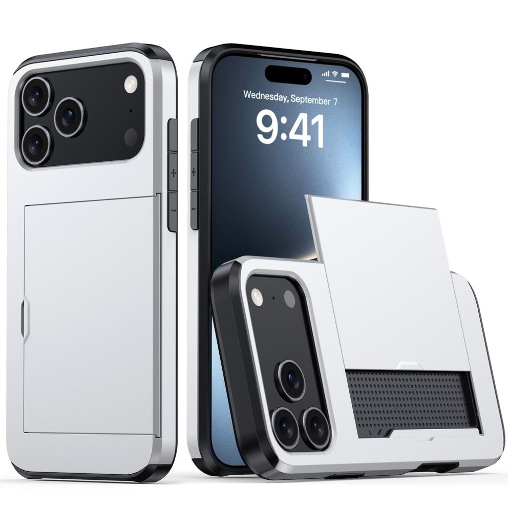 iPhone 18 Pro/17 Pro Kuori korttitaskulla - Hopea