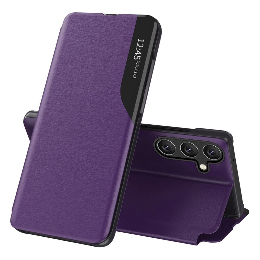Samsung Galaxy A27 5G Kotelo Smart View -ikkunalla ja telineellä - Violetti