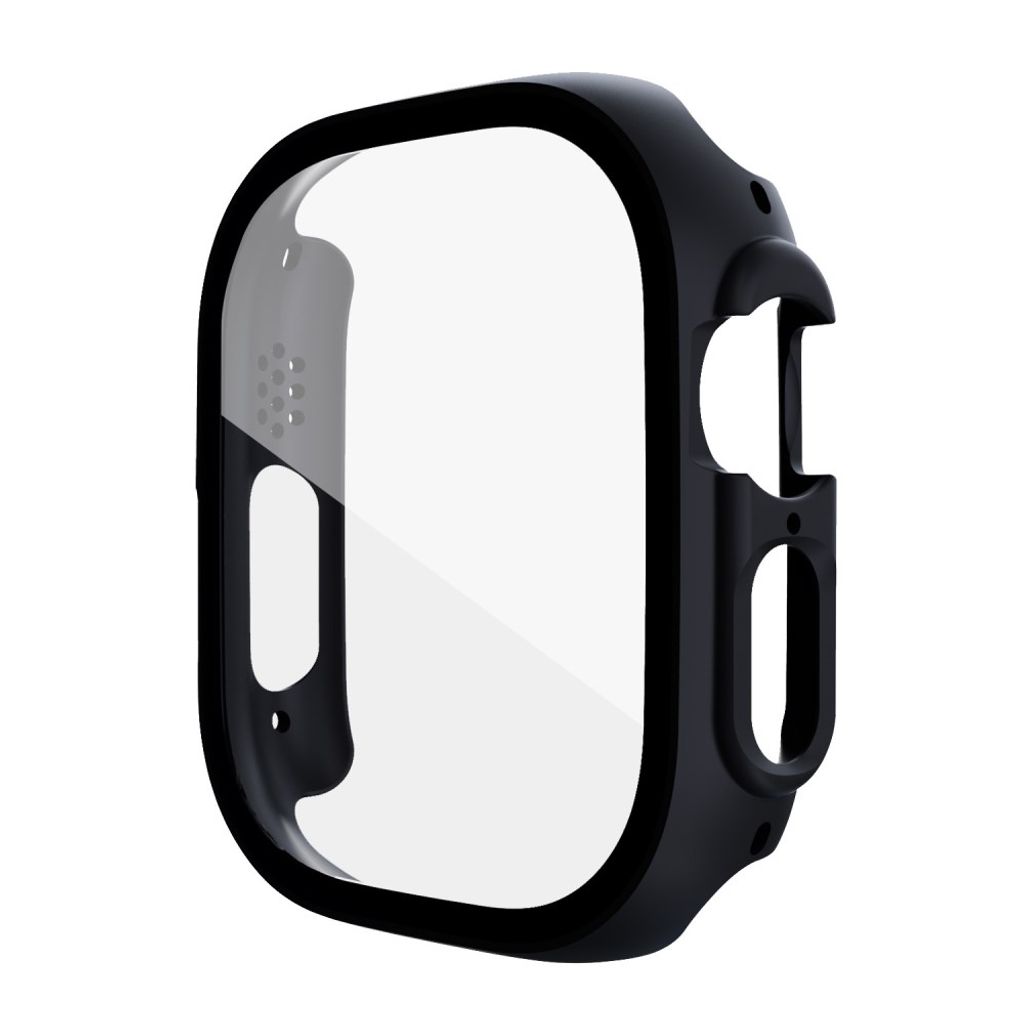 Apple Watch Ultra 3/Ultra 2/Ultra 49 mm deksel med skjermbeskytter i herdet glass – svart