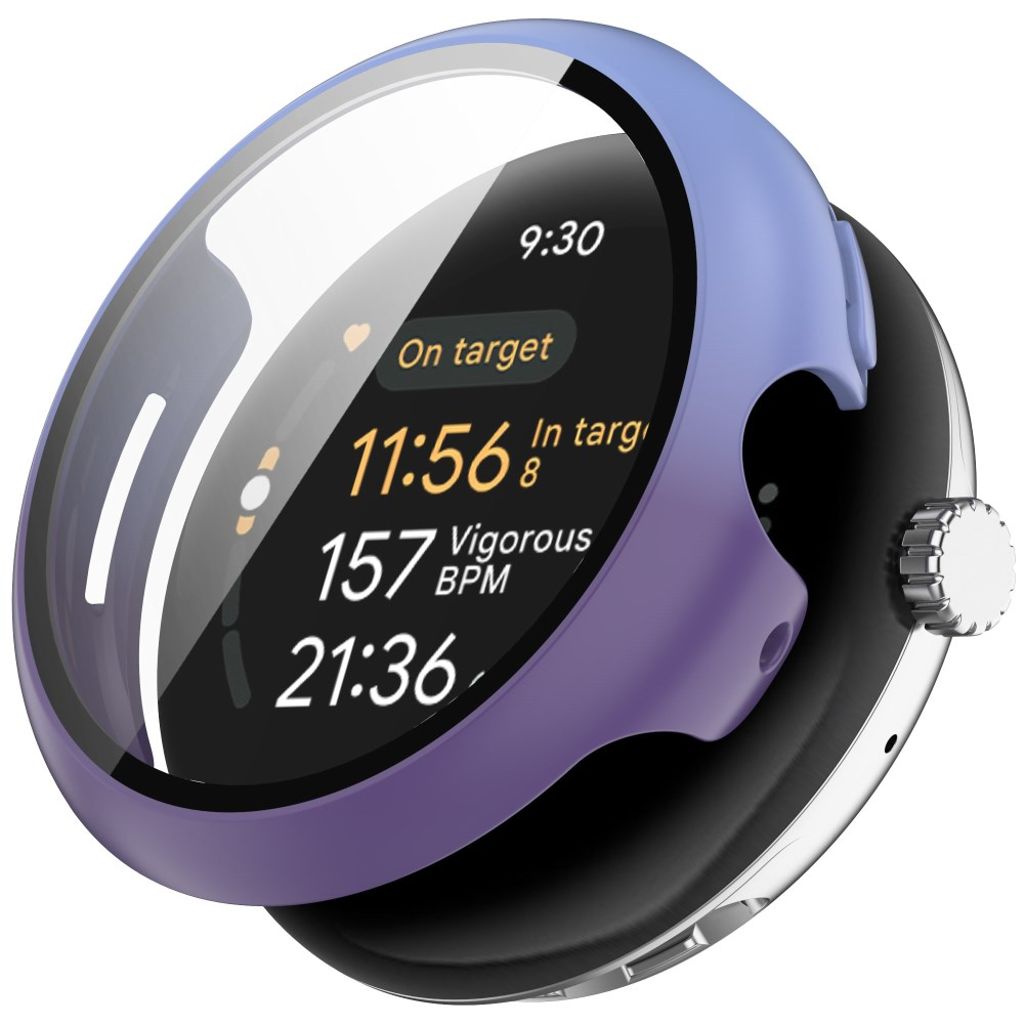 Google Pixel Watch 3 45 mmKuori, Näytönsuoja - sininen + violetti