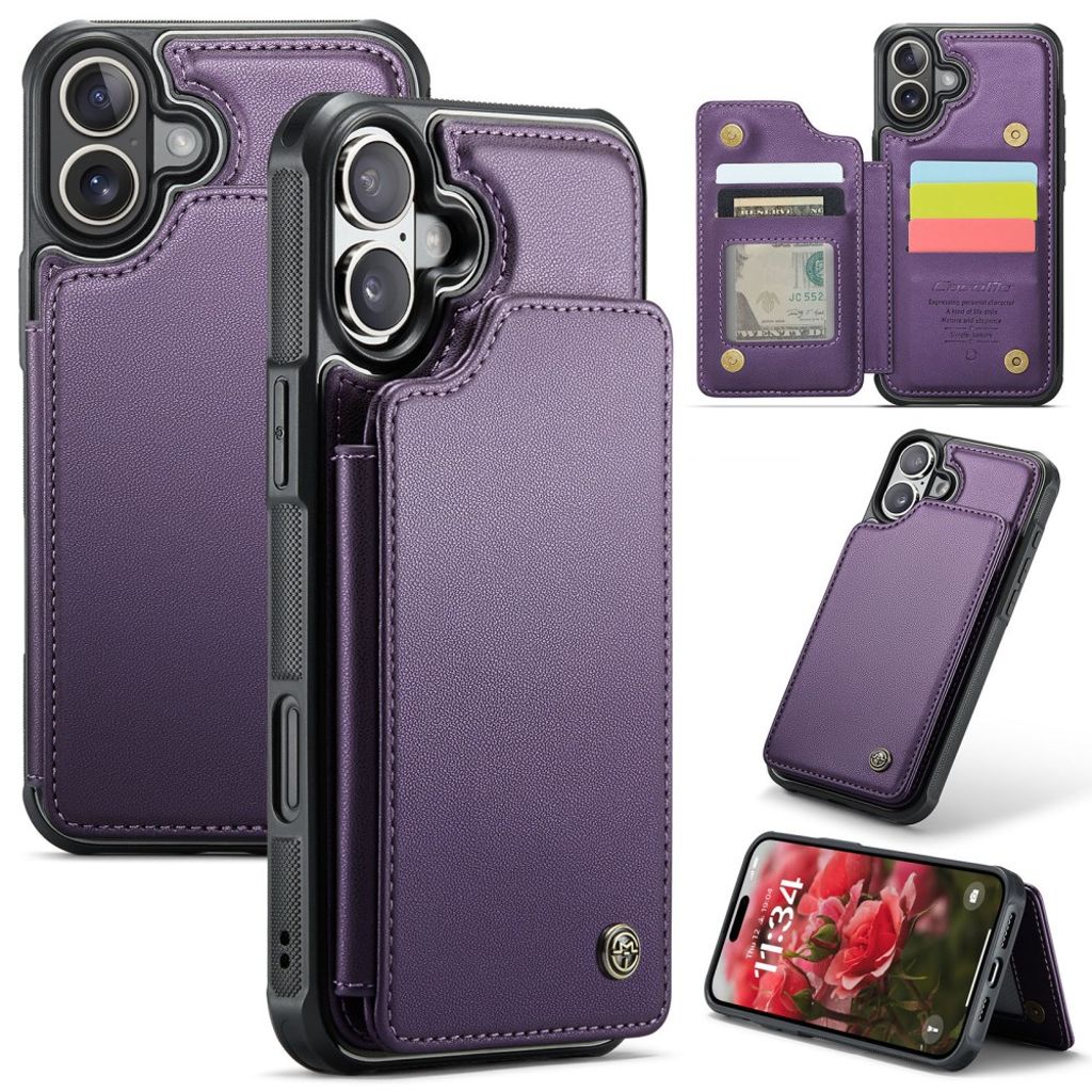 CASEME iPhone 16 Plus Case with 5 Card slots - Purple