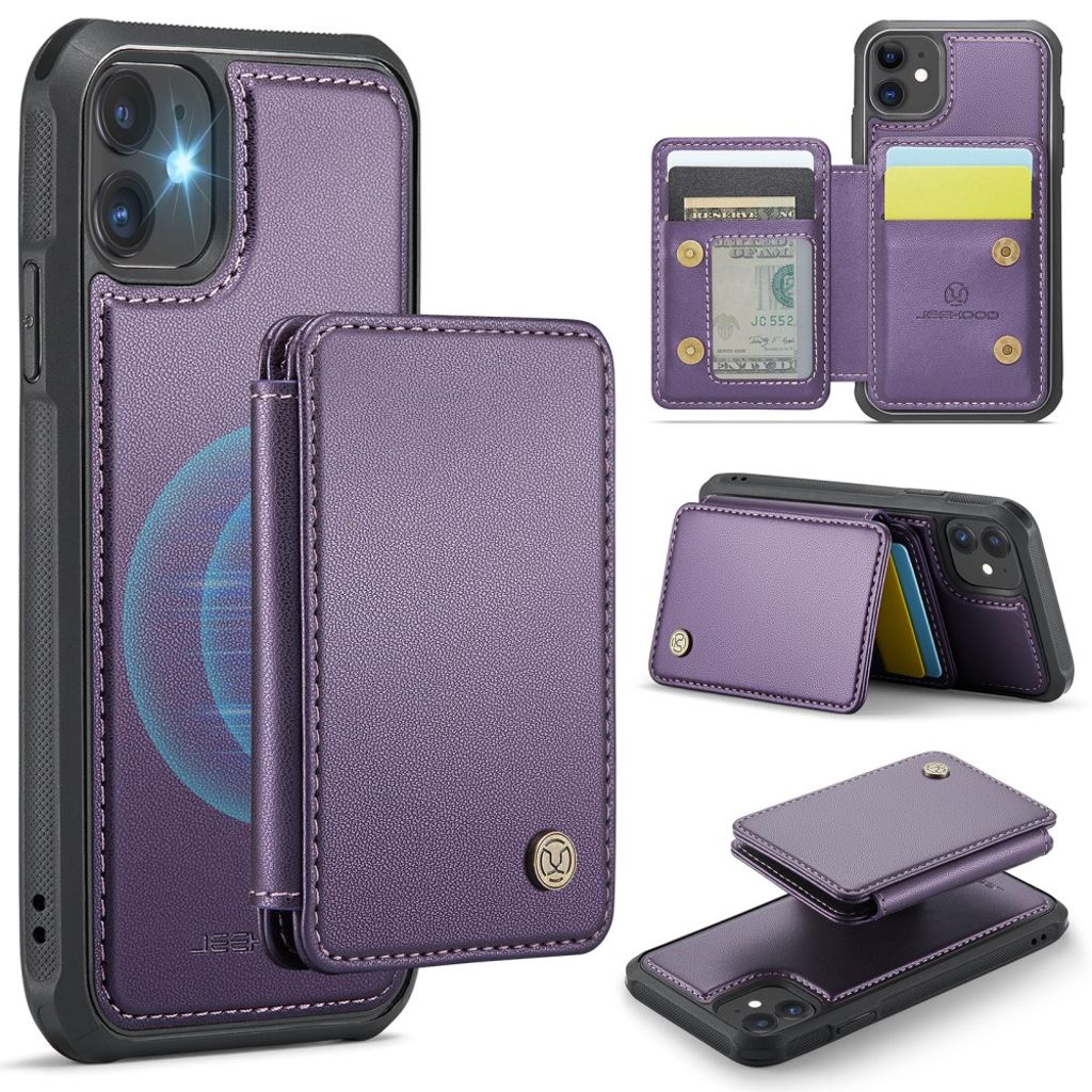 Jeehood iPhone 11 Skal med Avtagbar Magnetisk Kortväska – Lila
