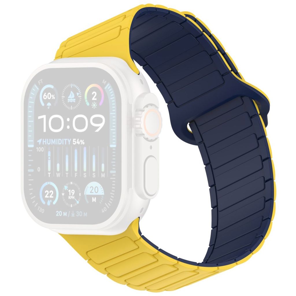 Apple Watch 49/46/44/42mm Klockarmband i Silikon Magnetisk Loop - Gul/Blå