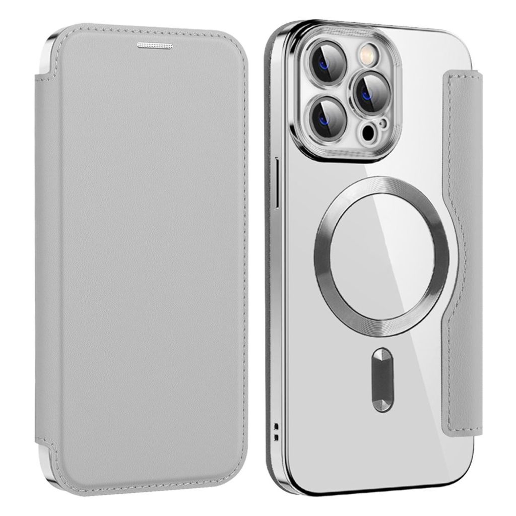 iPhone 14 Pro Max Wallet Cover MagSafe Compatible - Silver