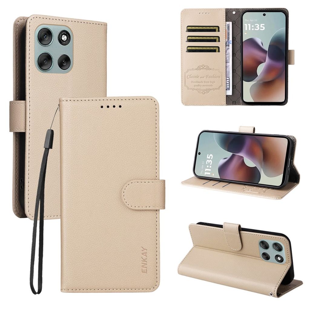 ENKAY HAT PRINCE Motorola Moto G86 5G / G86 Power 5G wallet cover - Beige