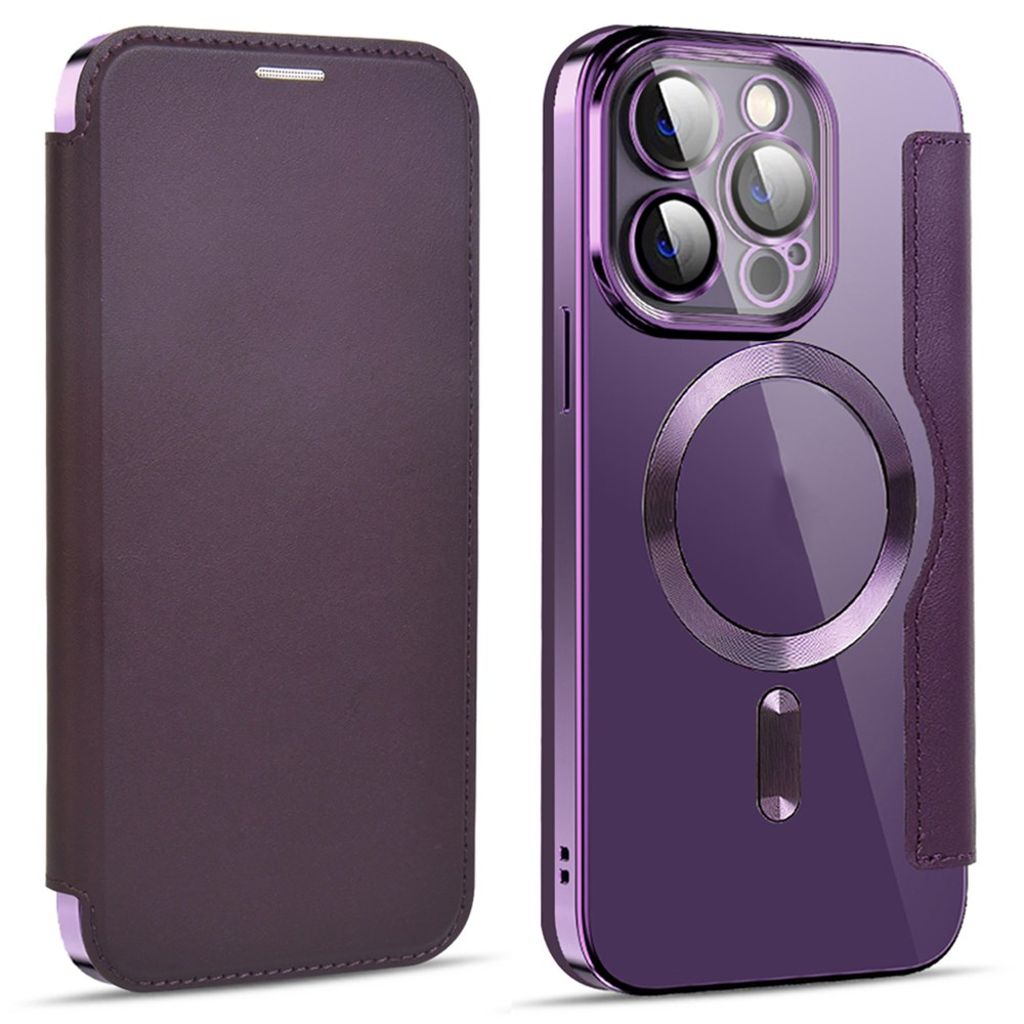 iPhone 14 Pro Wallet Cover MagSafe Card Holder RFID Blocking - Purple
