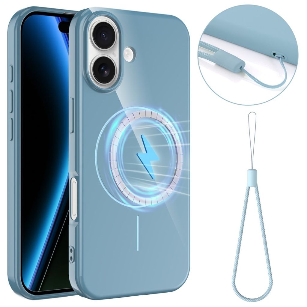 iPhone 17 Kuori, MagSafe-yhteensopiva, Kantohihna - sininen