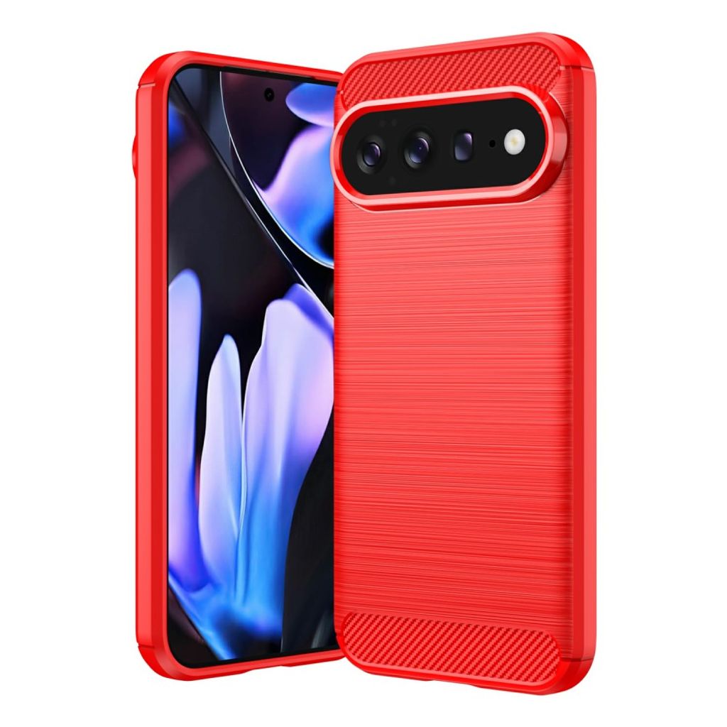 Google Pixel 11 Pro XL TPU deksel i karbonfibertekstur - Rød