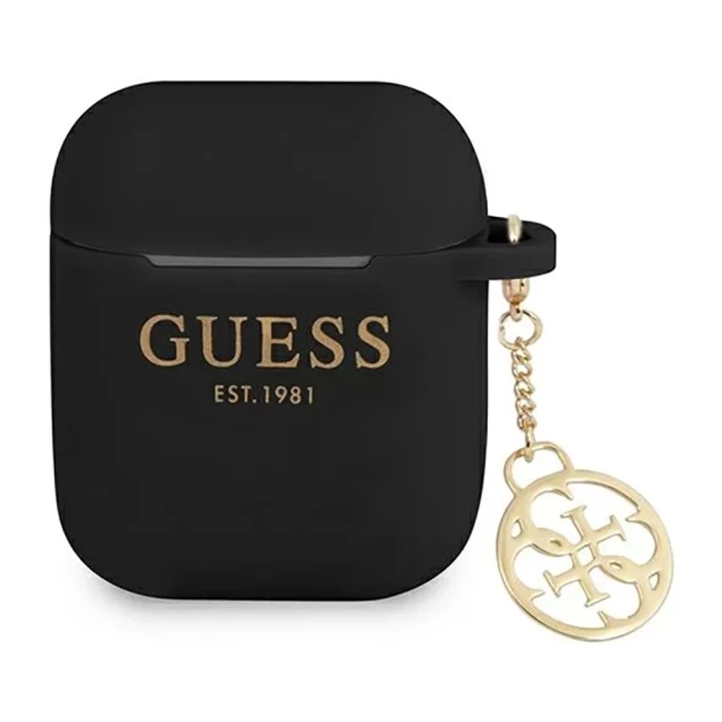 Guess Charm 4G Silikon Fodral till Airpods 1/2 - Svart