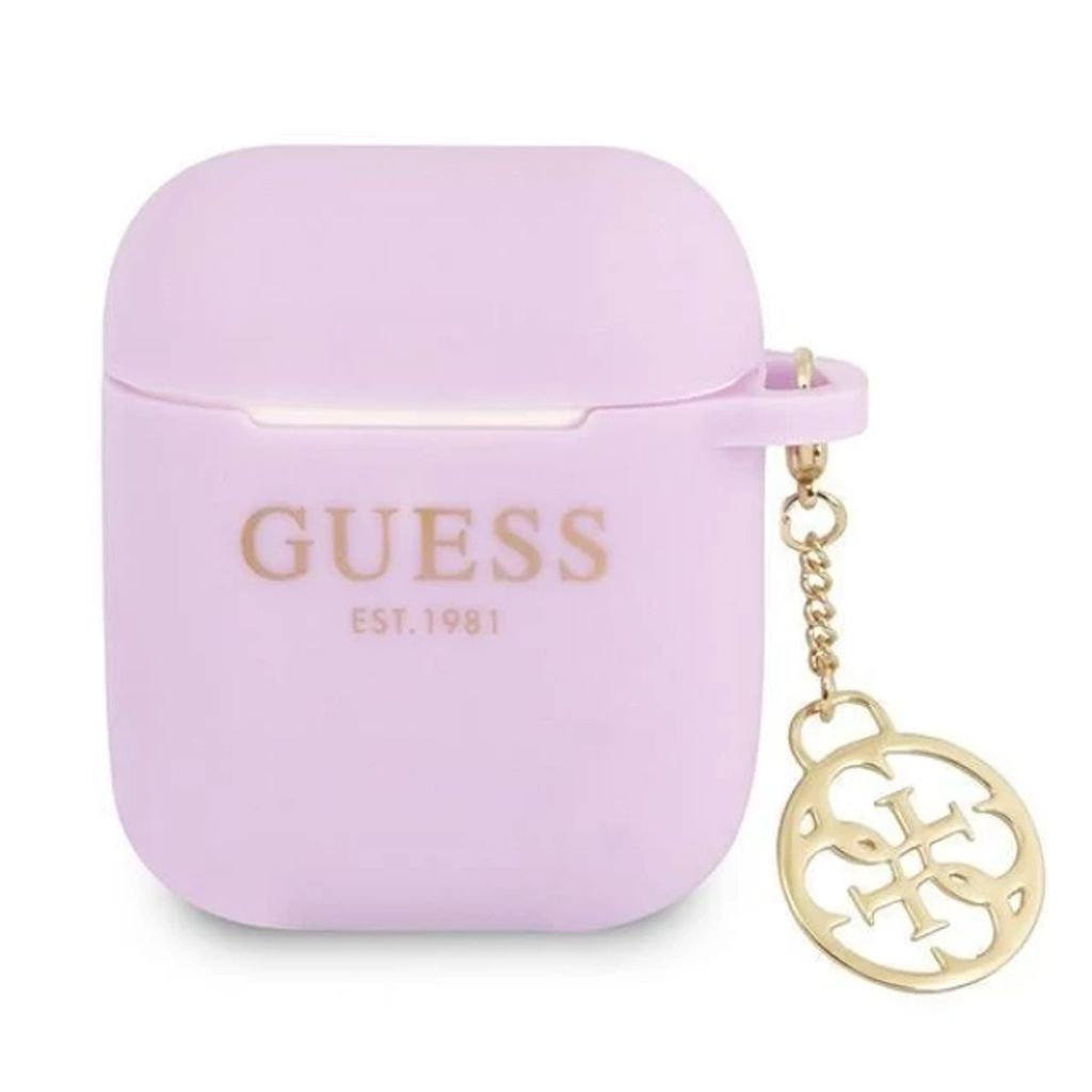 Guess Charm 4G Silikon Fodral till Airpods 1/2 - Lila