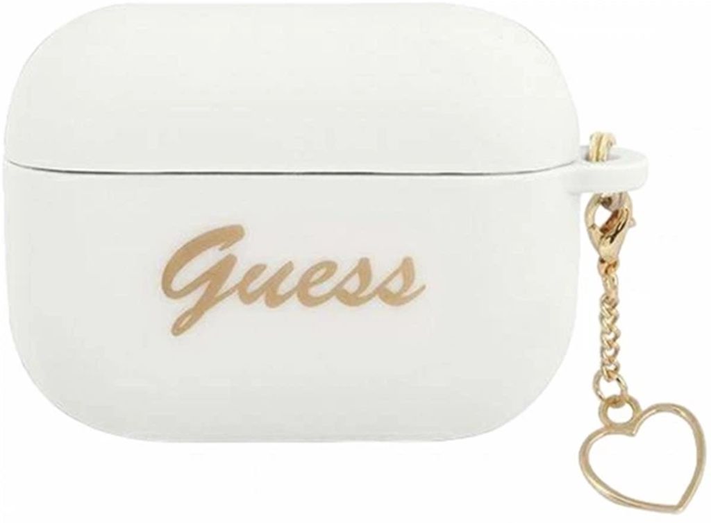 Guess Charm Heart Silikon Fodral till AirPods Pro - Vit