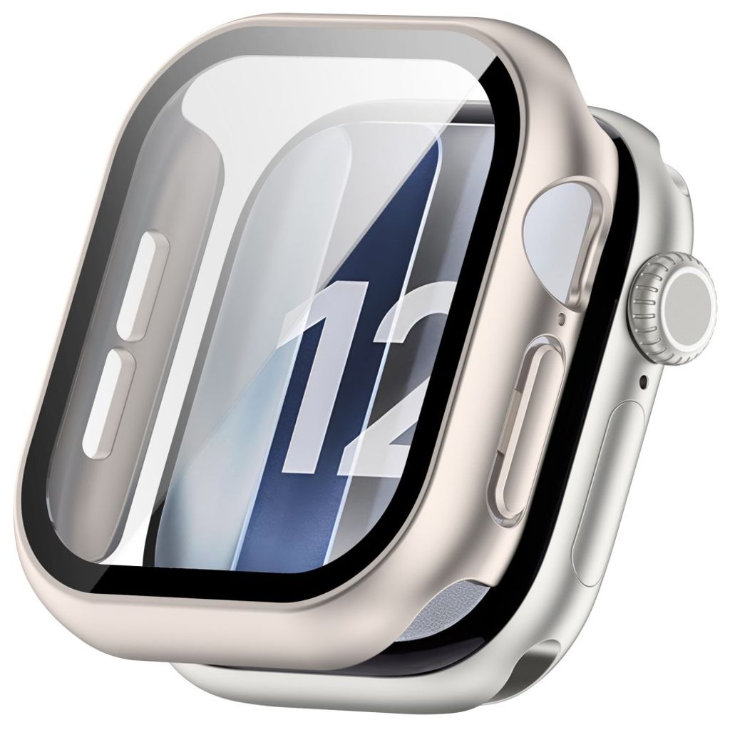 Apple Watch 12 42mm Skal med skärmskydd i härdat glas - Silver