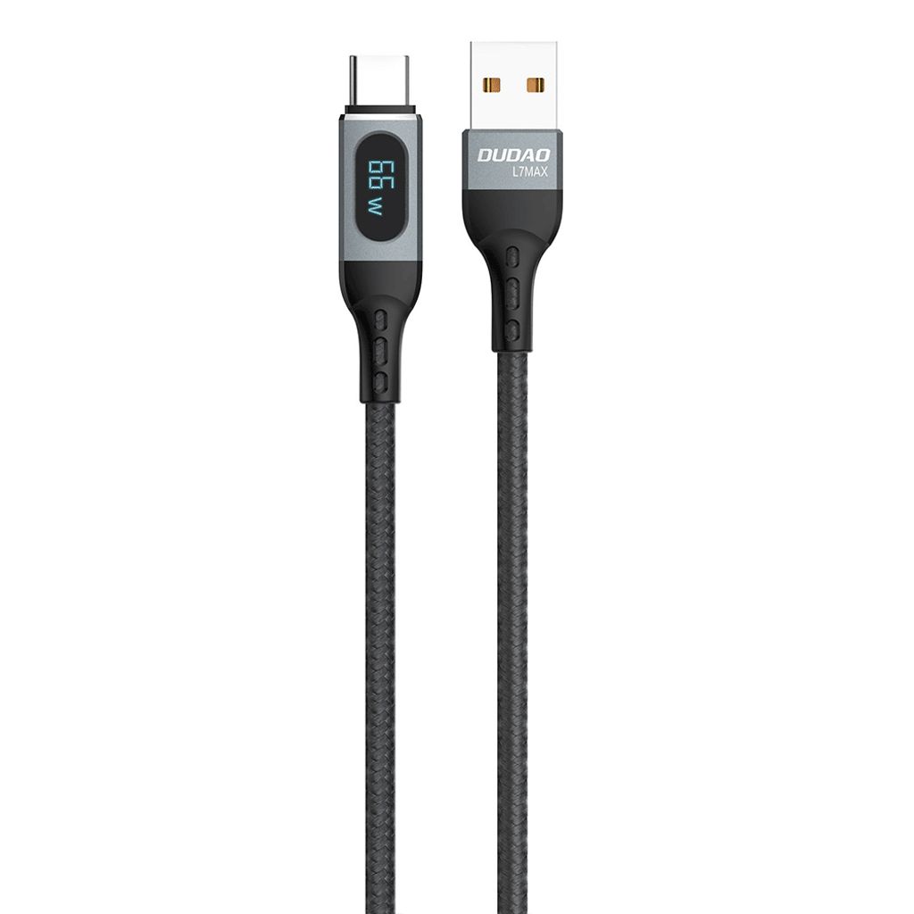 Dudao L7Max USB-kabel USB Type C Snabbladdning PD 66W 1m Svart med display