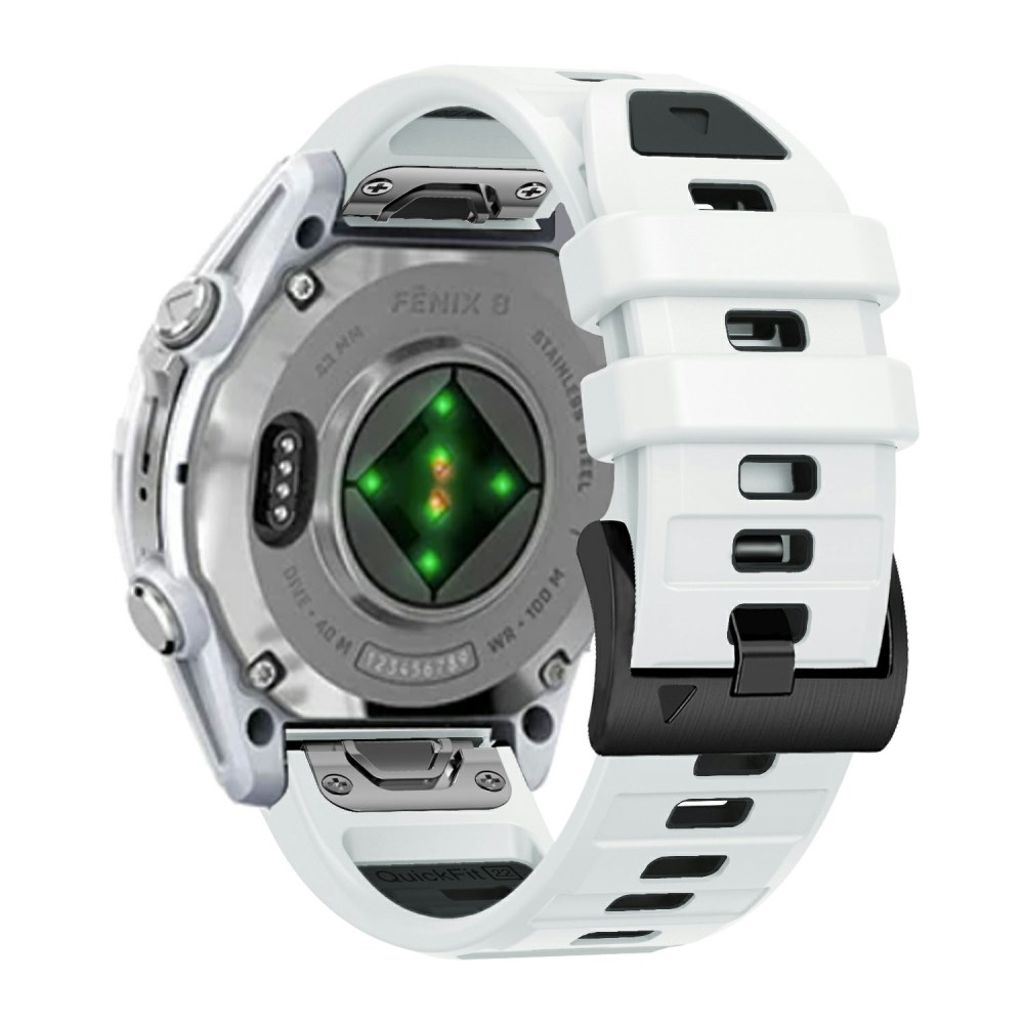 Garmin Fenix 8/Fenix E/Quatix 7 Pro osv. Klokkereim Silikon – Hvit/Svart