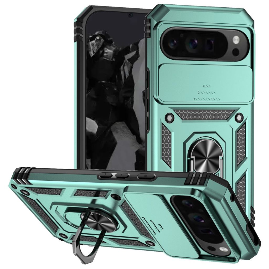Google Pixel 10 Pro XL / Pixel 9 Pro XL Skal med Stativ - Grön