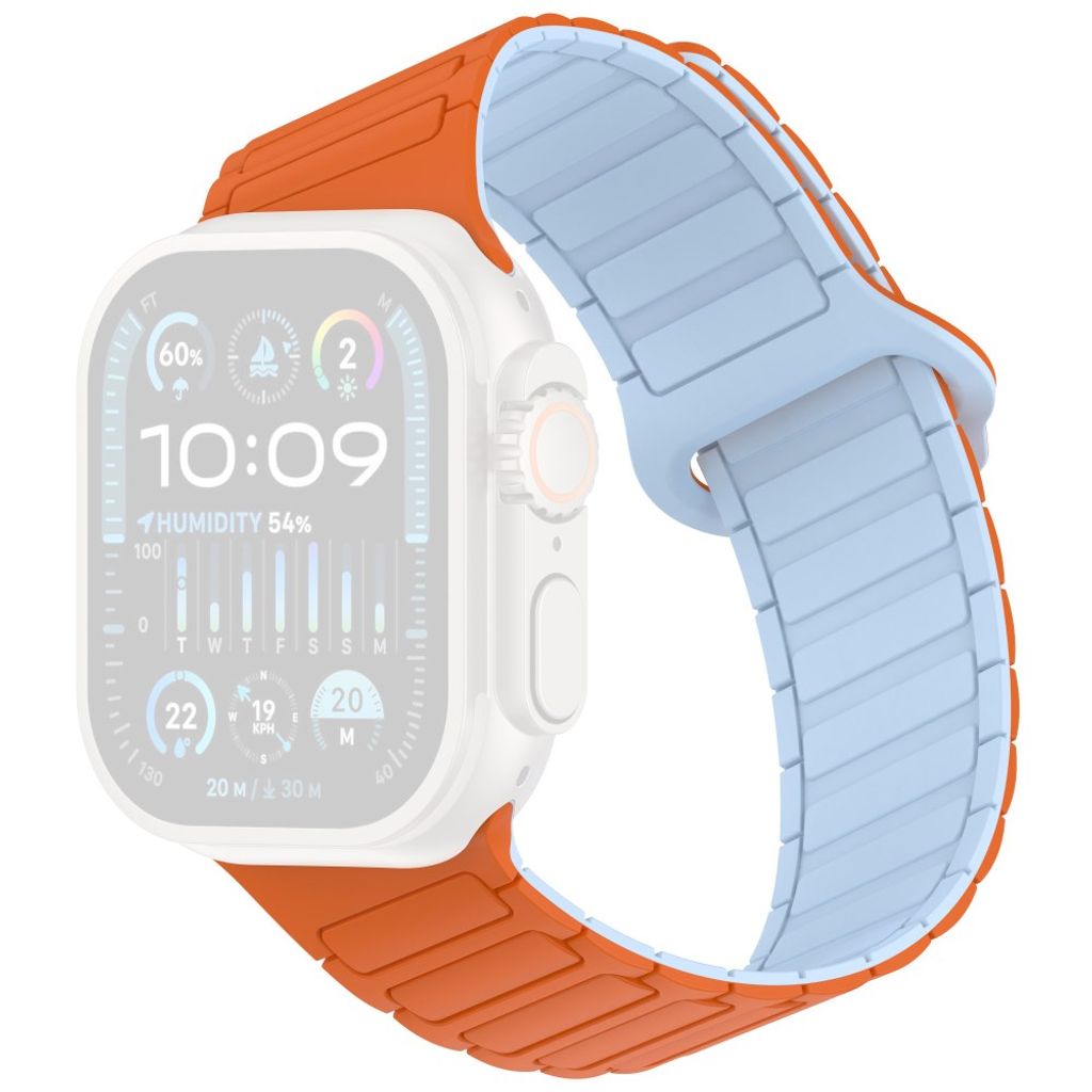 Apple Watch 42/41/40/38mm Klockarmband i Silikon Magnetisk Loop - Orange/Blå