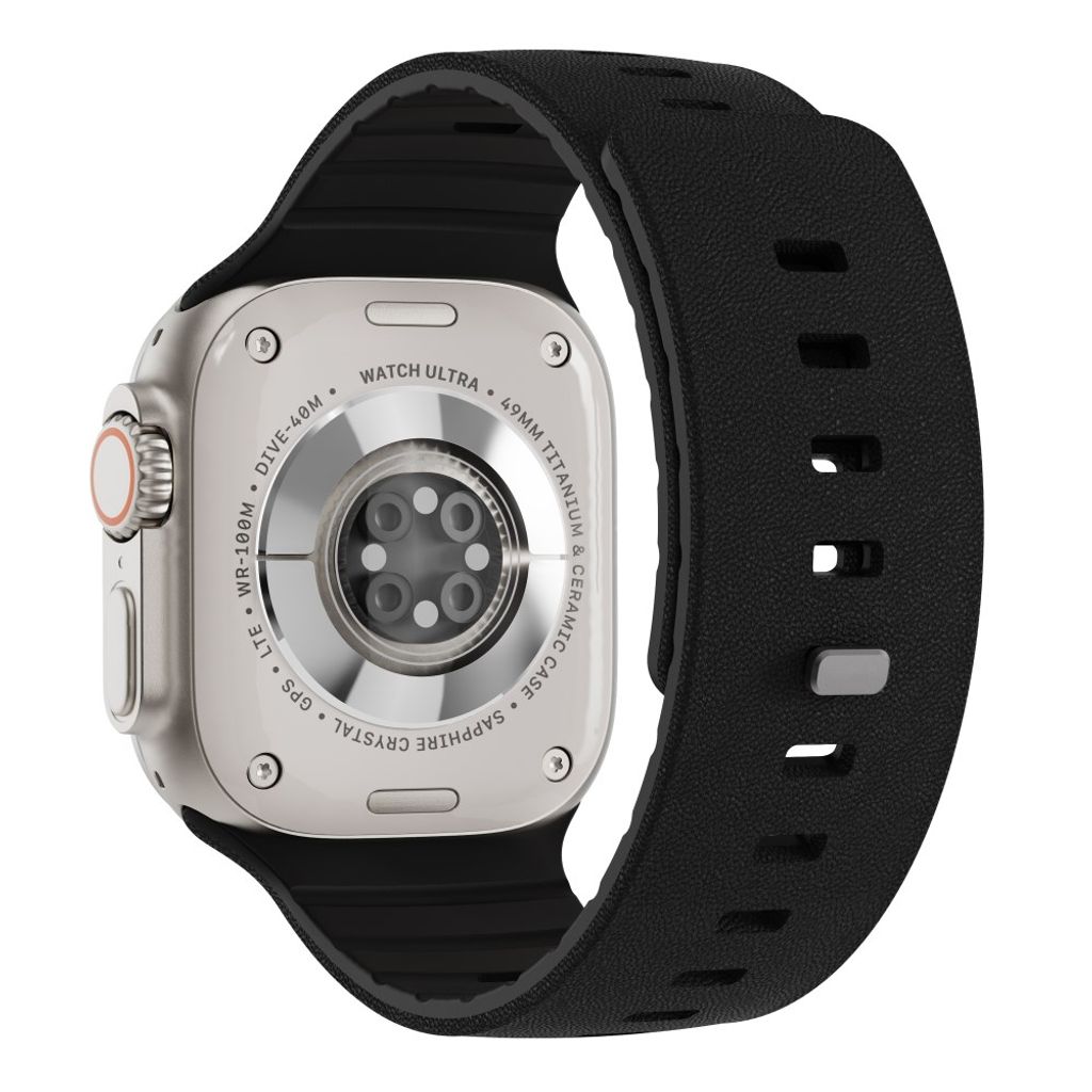 Apple Watch 49/46/44/42mm Klockarmband i texturerat silikon - Svart