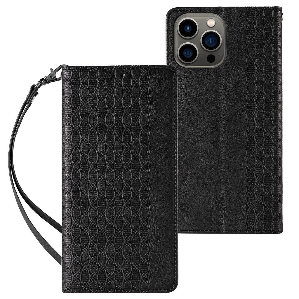 iPhone 12 Pro Max Lompakkokotelo, katselutuki & hihna - Musta