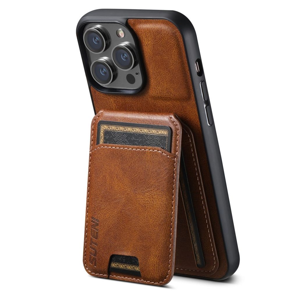 SUTENI iPhone 14 Pro Max Wallet Case - Brown