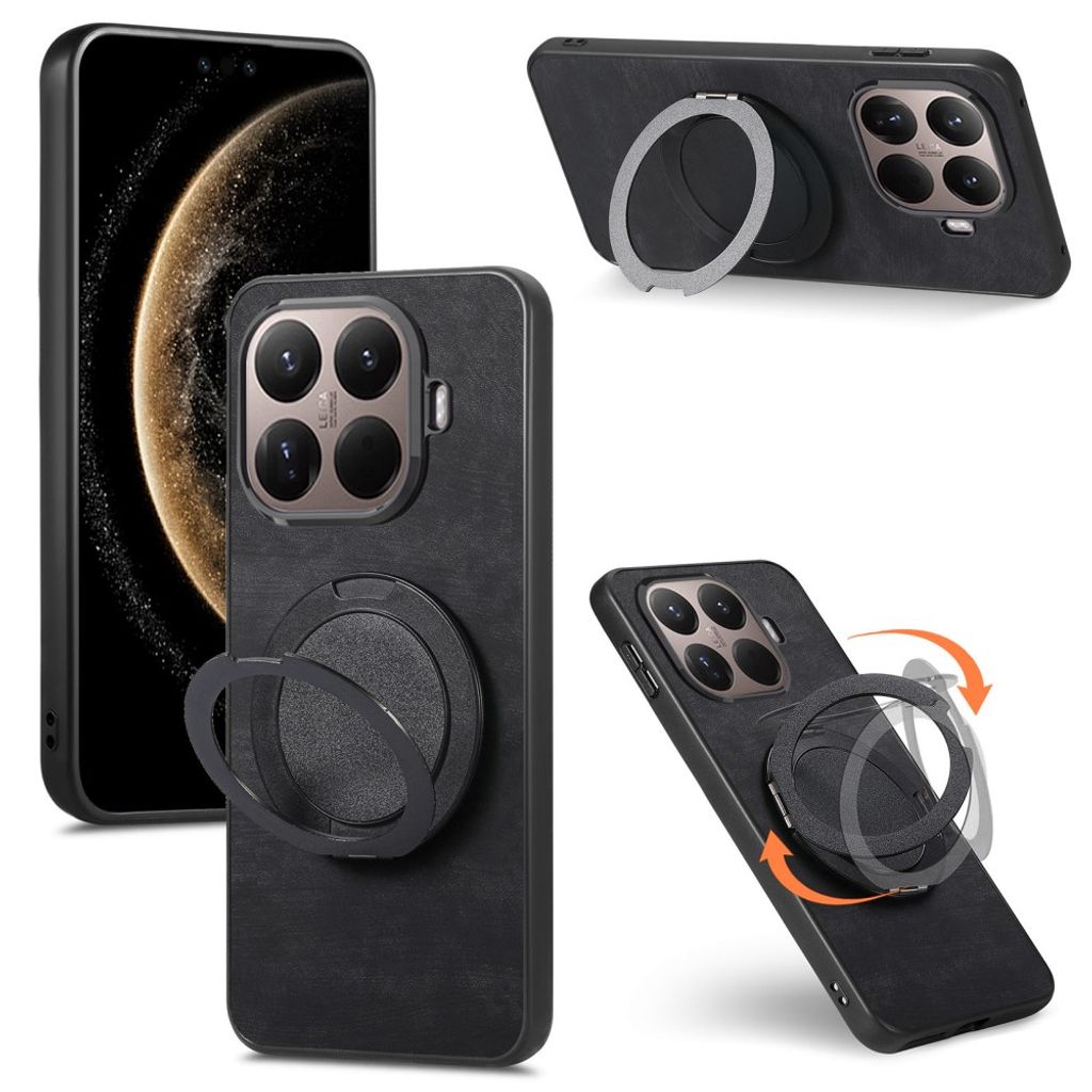 Xiaomi 17T Skal i PU-läder med ringstativ - Svart