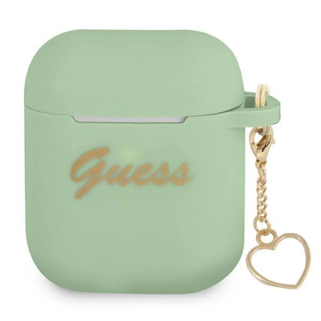 Guess Charm Heart Silikon Fodral till AirPods 1/2 - Grön