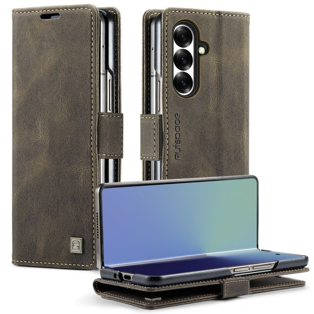 AUTSPACE Samsung Galaxy Z Fold8 Ultra Flip Cover med RFID blokering - Mørkebrun