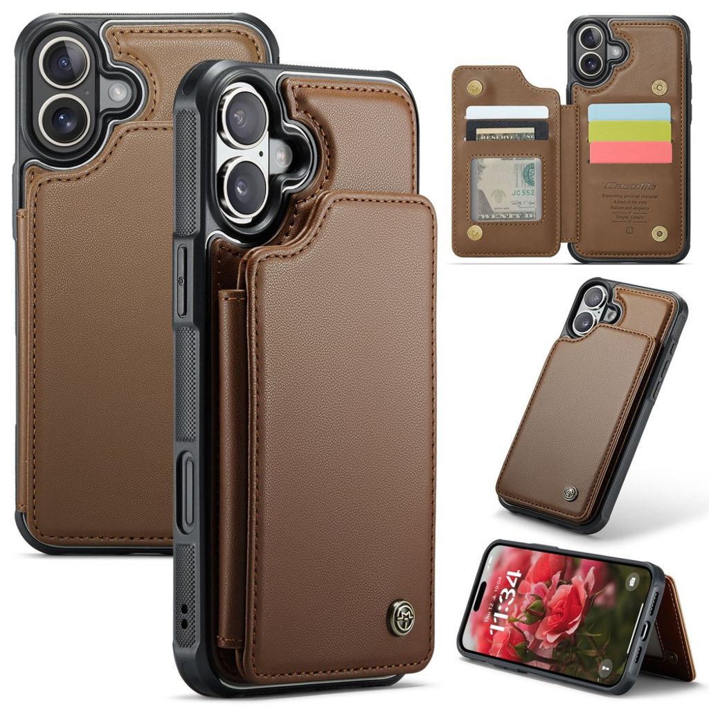 CASEME iPhone 16 Case with 5 Card slots - Brown