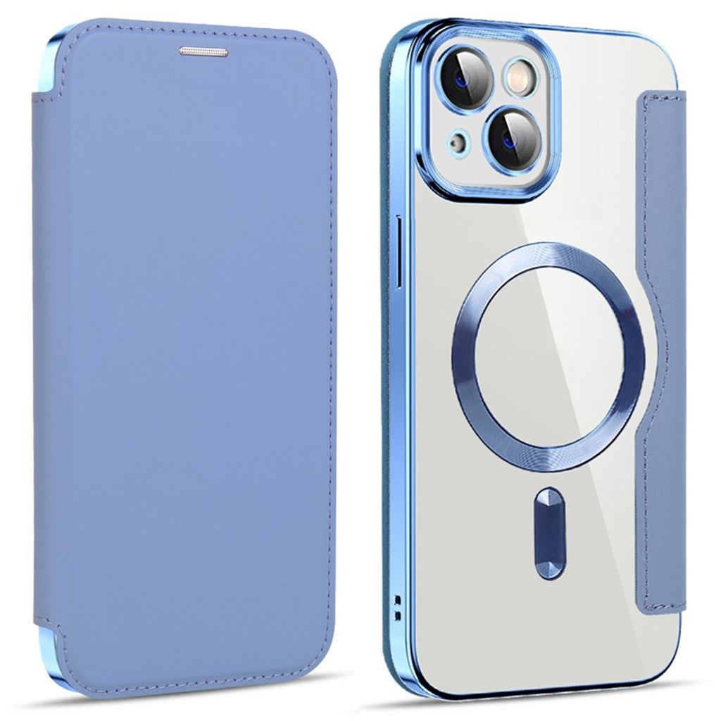 iPhone 14 Plus Plånboksfodral MagSafe RFID-blockerande – Ljusblå