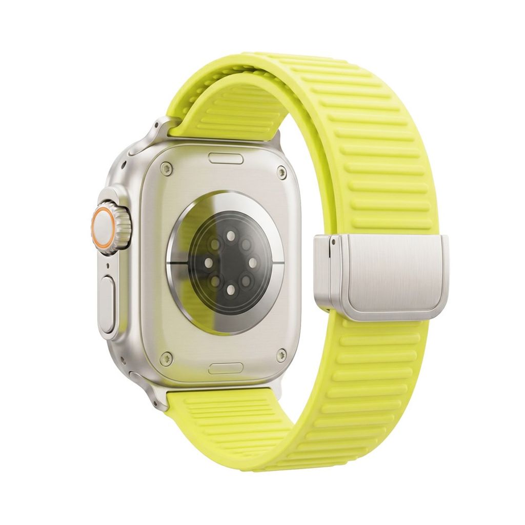 Apple Watch 49/46/44/42mm Silikoni kelloranneke magneettisella sulkemisella - Neonvihreä