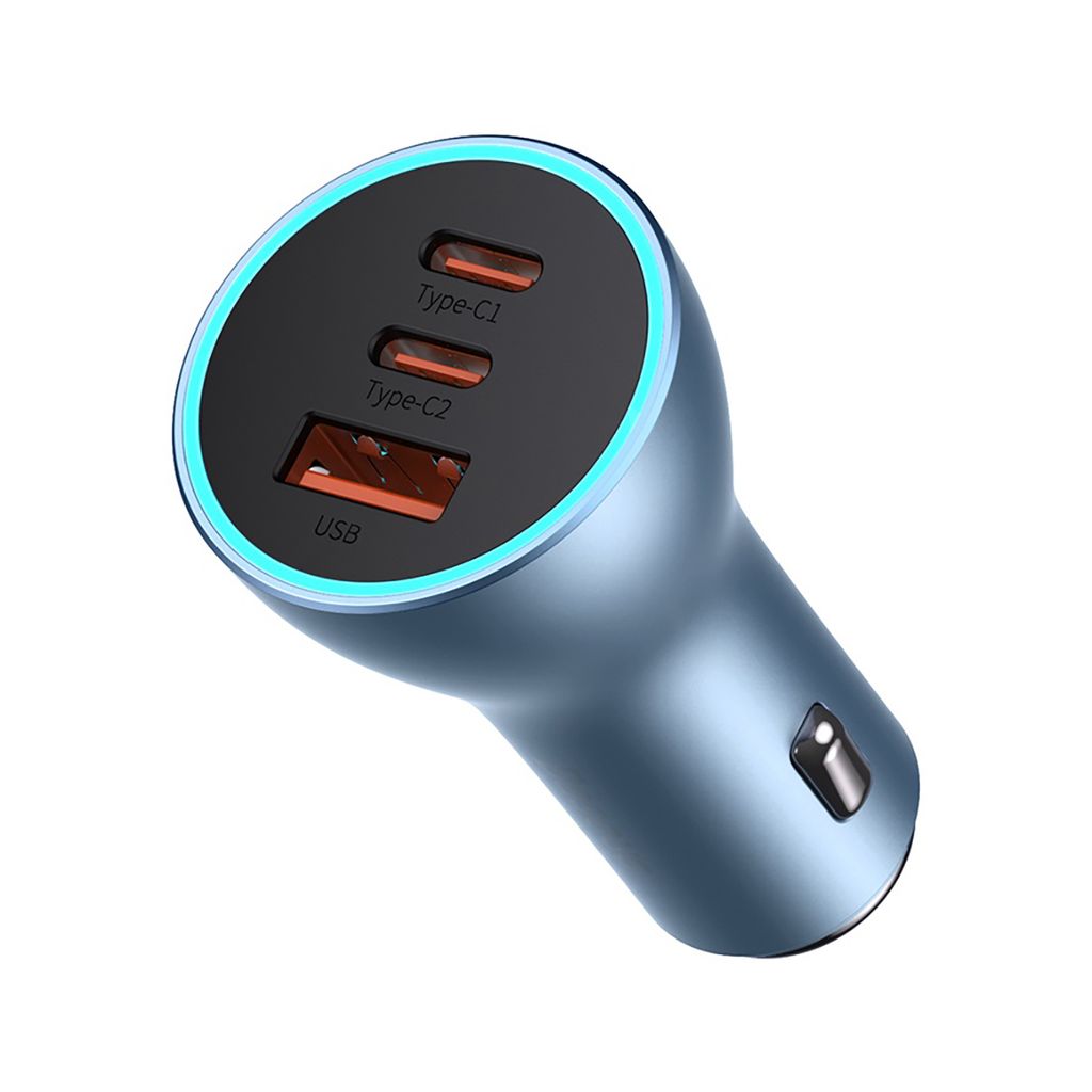 Baseus Golden Contactor Pro biloplader USB-A + 2x USB-C 65W QC4.0 blå