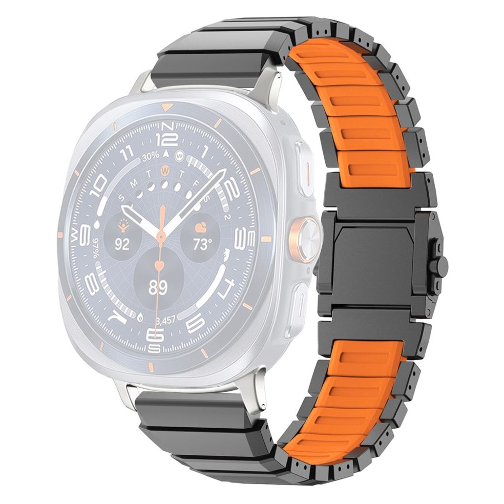 Samsung Galaxy Watch Ultra2 Klokkerem i titan og silikon - Svart/Oransje