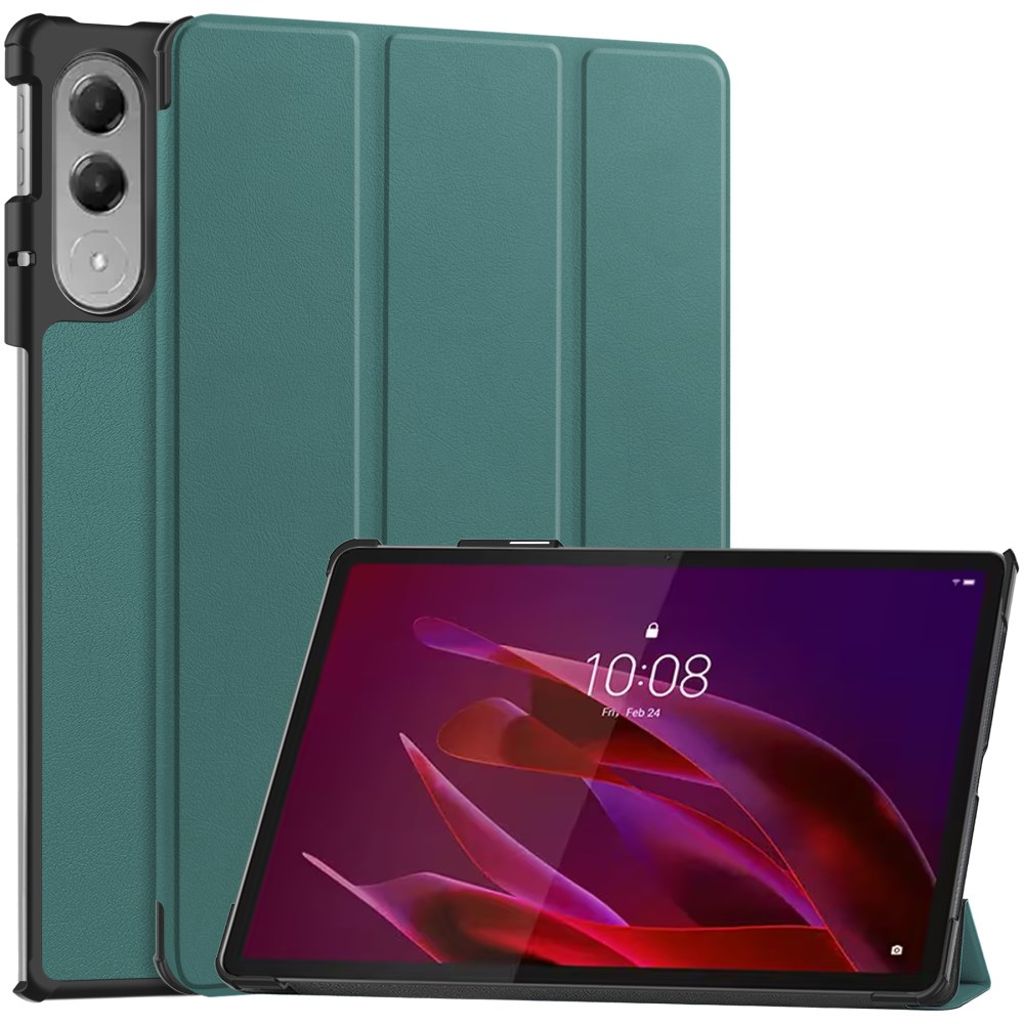 Lenovo Yoga Tab 11.1 Etui Anti-fall PU-lær Tri-Fold - Svartgrønn