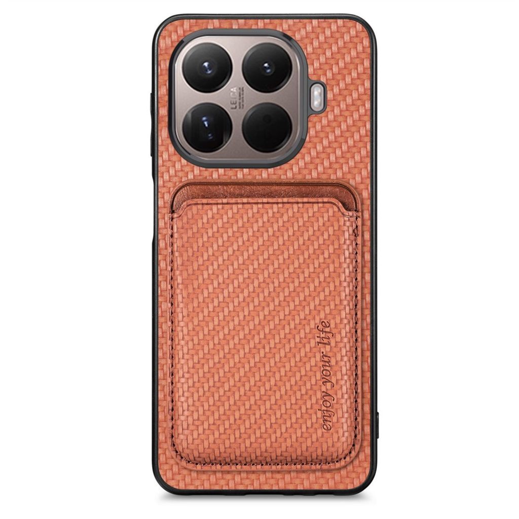 Xiaomi 17T MagSafe-kuori lompakolla ja hiilikuitukuvioinnilla - Ruskea