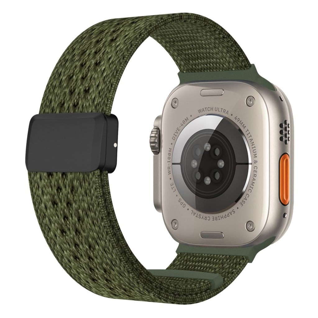 Apple Watch 42/41/40/38mm Klockarmband i nylon spetsdesign - Armégrön